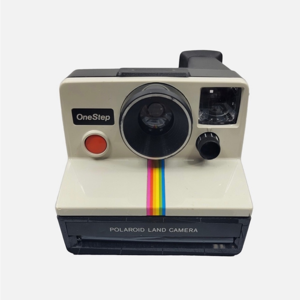 Polaroid OneStep White Instant Camera with Rainbow Stripe